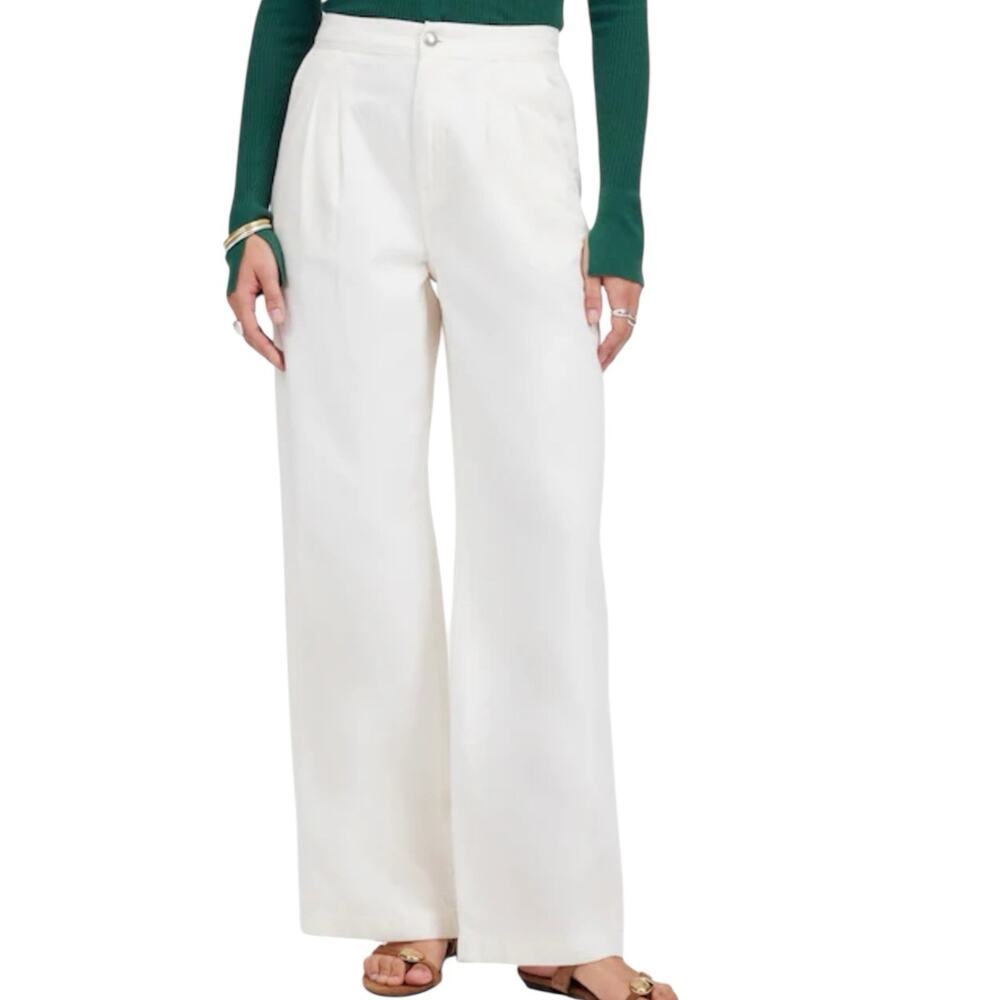 NWT Madewell Harlow Wide Leg Trouser Jeans Airy Denim Pleated VTG Canvas Size 33